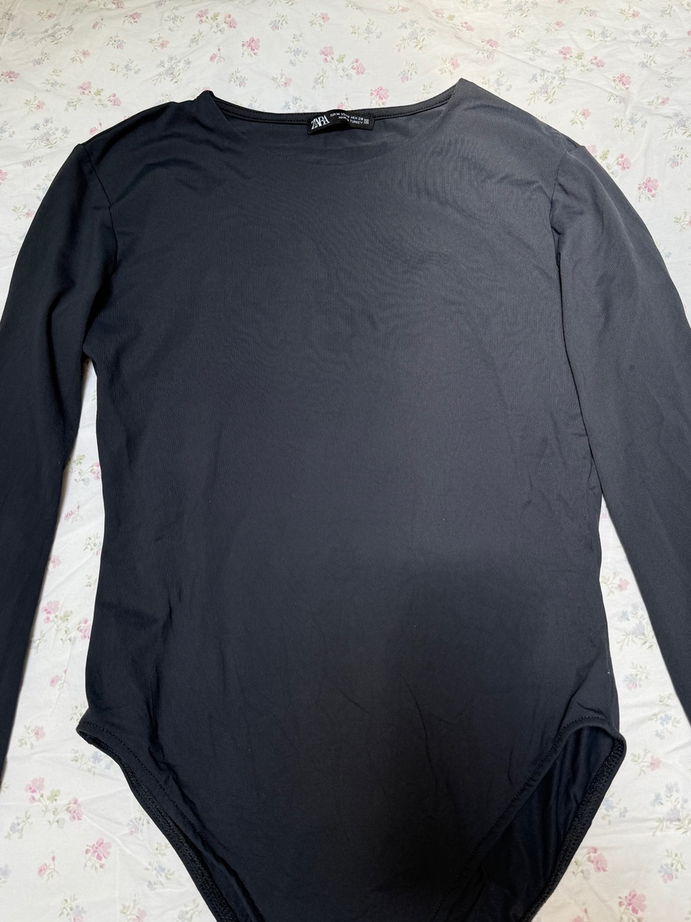 Zara Charcoal Gray Long Sleeve Bodysuit